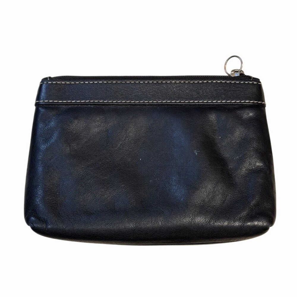 Coach Black Pleated Zip Top Pouch - Picture 2 of 3